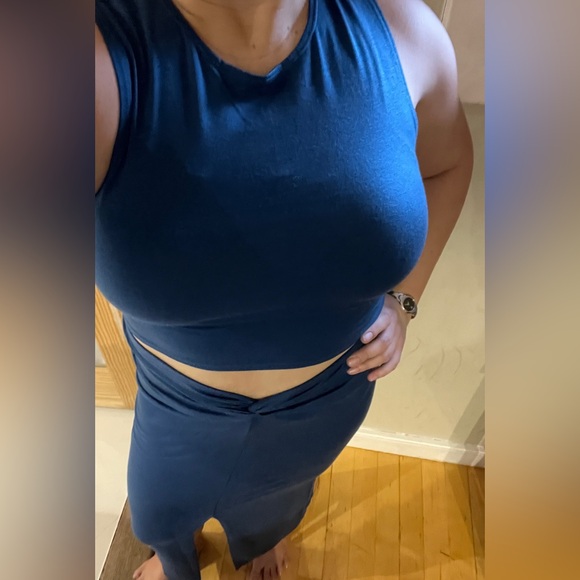 REFORMATION The Rylan Knit Two Piece Set Crop Tank Top Maxi Slit Skirt Sexy - Picture 10 of 15